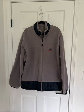 adidas Gray Fleece Jacket with Navy Trim